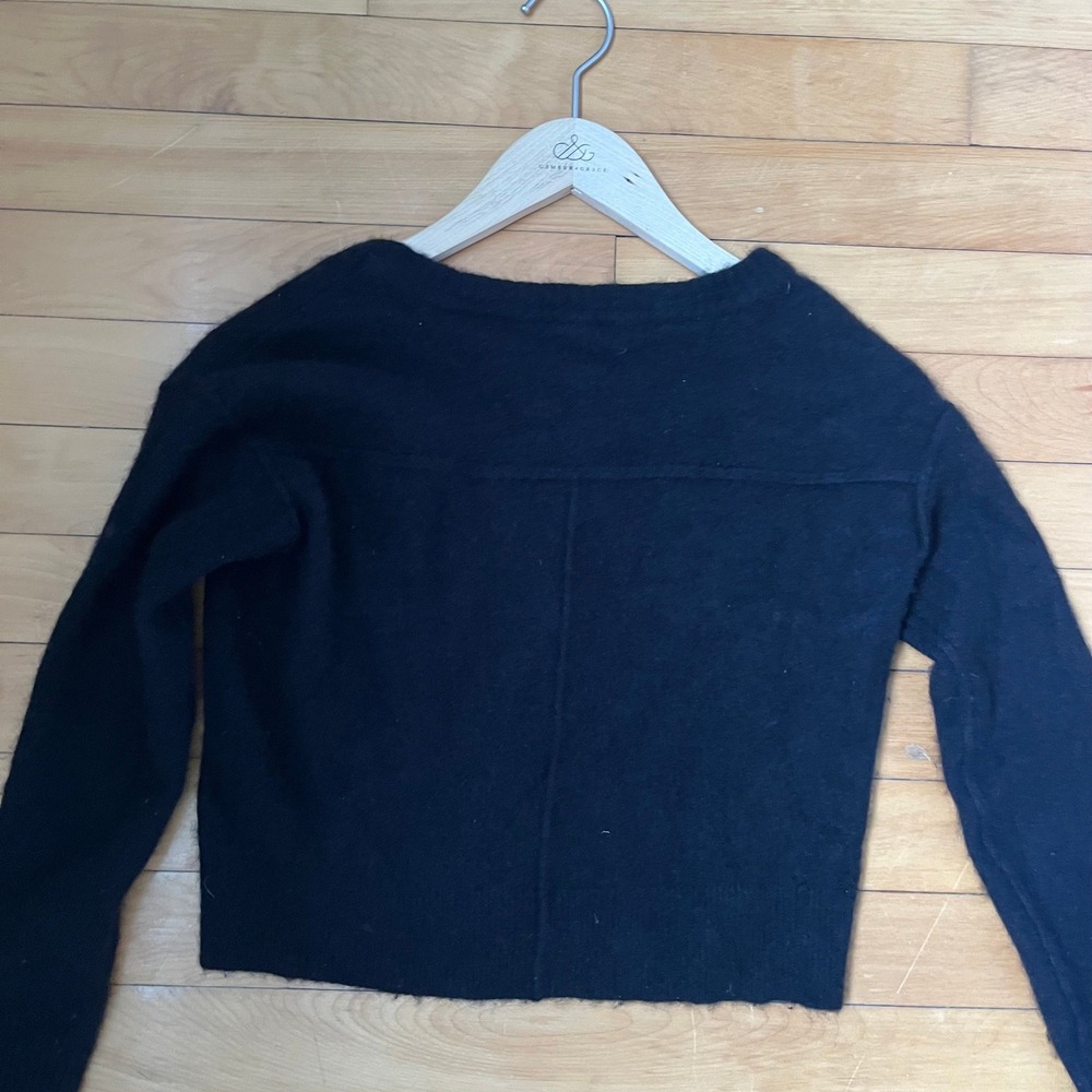 Free People Black 100% Cashmere Cropped V-Neck Sweater Long Sleeve OB1517590 - Picture 8 of 8